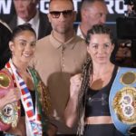 AMANDA SERRANO VS. SARAH MAHFOUD WEIGH-IN Fight Pose