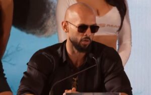 Andrew Tate at final fight press conference for Chase DeMoor fight