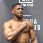 Heavyweight boxer Anthony Joshua weigh in