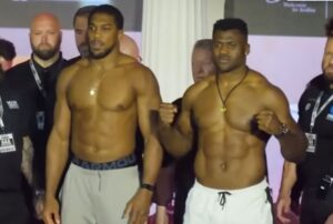 Anthony Joshua and Francis Ngannou weigh in