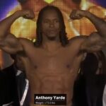 Anthony Yarde muscles at weigh in