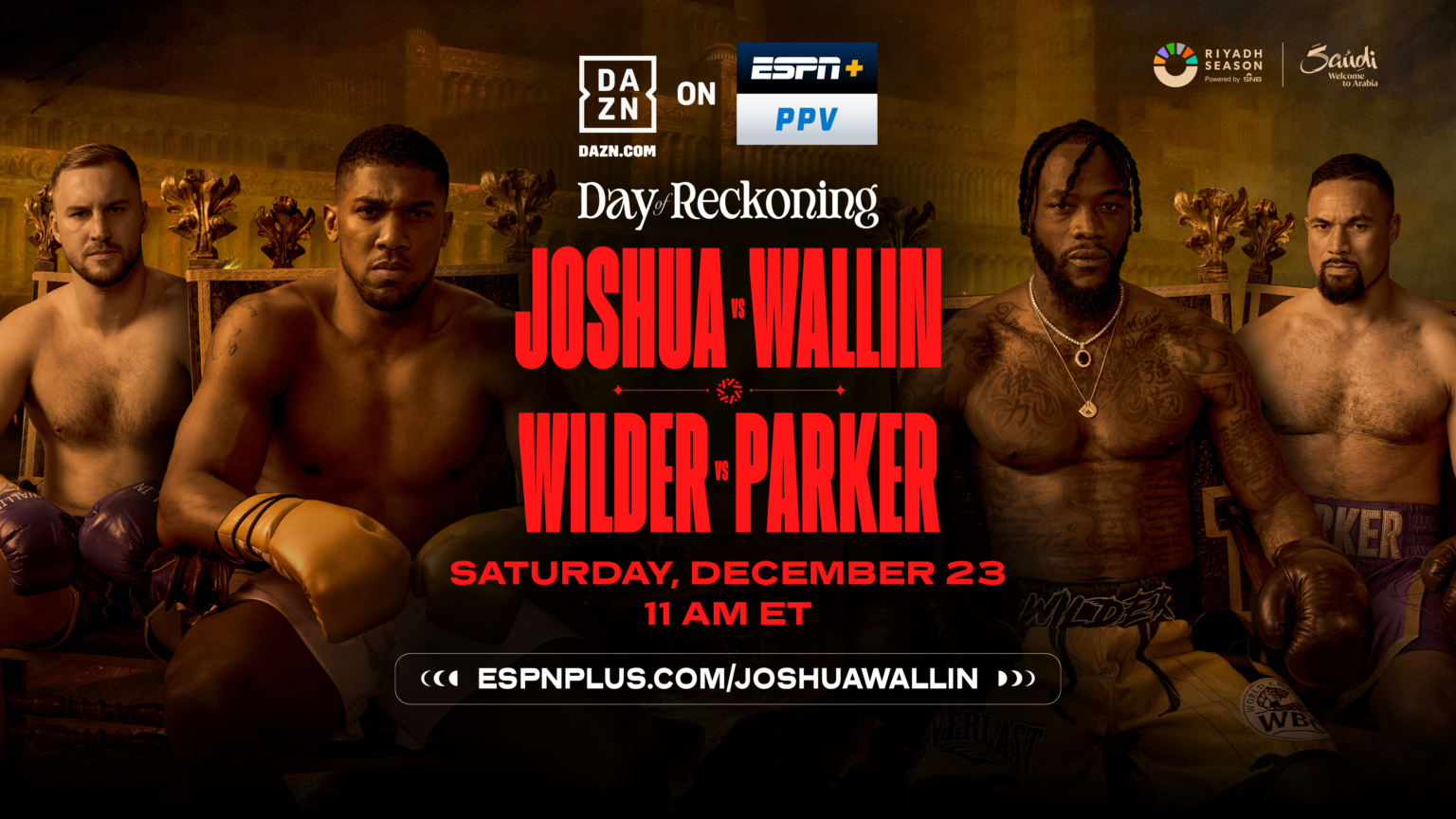 Watch Anthony Joshua vs. Otto Wallin, Deontay Wilder vs. Joseph Parker
