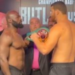 Arslanbek Makhmudov vs Carlos Takam Weigh in Pose