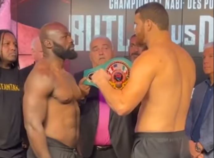 Arslanbek Makhmudov vs Carlos Takam Weigh in Pose