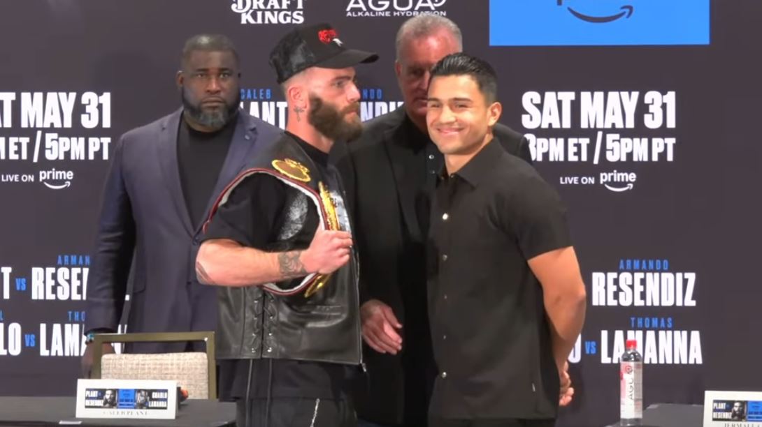 Caleb Plant and Armando Resendiz at Las Vegas Presser