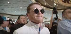 Boxing star Canelo Alvarez arrives at MGM Grand for Charlo fight