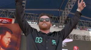 Canelo Alvarez at weigh in for Jaime Munguia fight