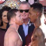 Canelo Alvarez vs. Jermell Charlo Fight weigh in staredown 2023