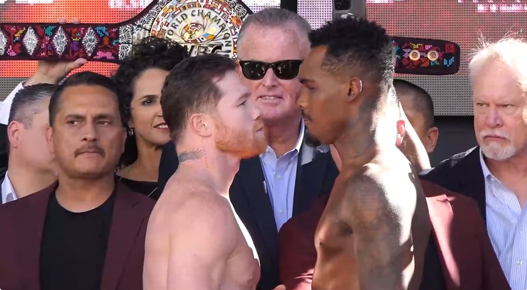 Canelo Alvarez vs. Jermell Charlo Fight weigh in staredown 2023