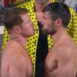 saul canelo alvarez vs john ryder fight weigh in face off May 2023