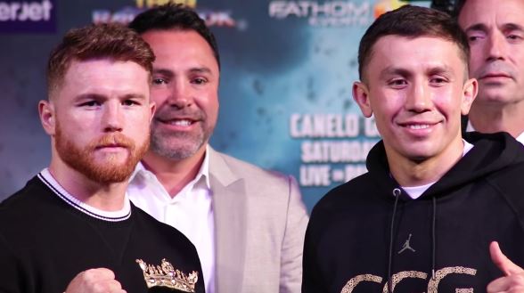 Canelo Alvarez Golovkin pose