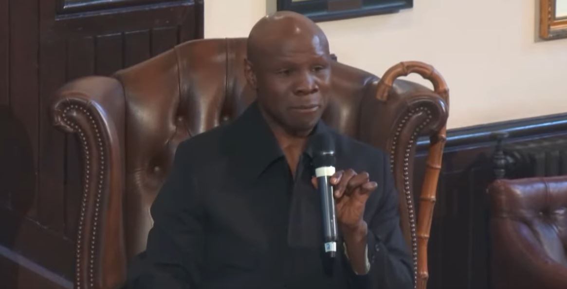 Boxer Chris Eubank speaks at the Cambridge Union