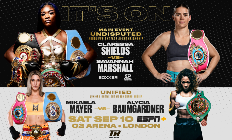 Claressa Shields vs. Savannah Marshall and Mikaela Mayer vs. Alycia Baumgardner Fight Poster September 10 2022