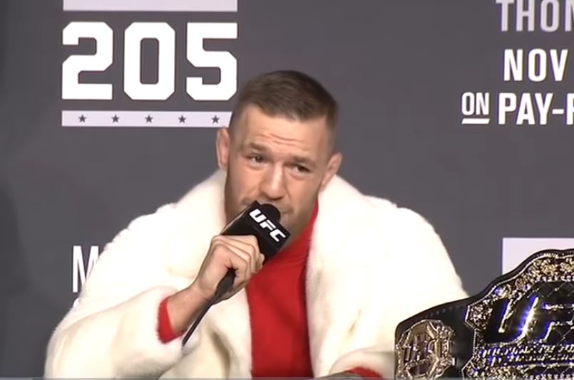 UFC star Conor McGregor white fur coat