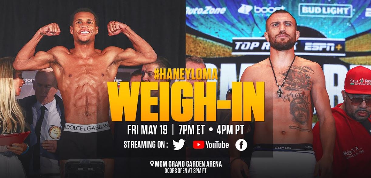 Devin Haney vs Vasiliy Lomachenko Fight Weigh In Live Stream