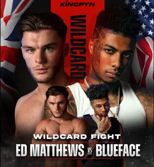 Blueface vs Ed Matthews boxing fight poster Kingpyn April 2023