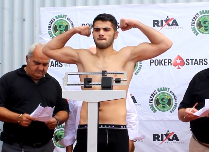 Boxer Erik Bazinyan 2016 fight weigh in photo
