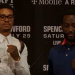 Errol Spence and Terence Crawford side by side Los Angeles