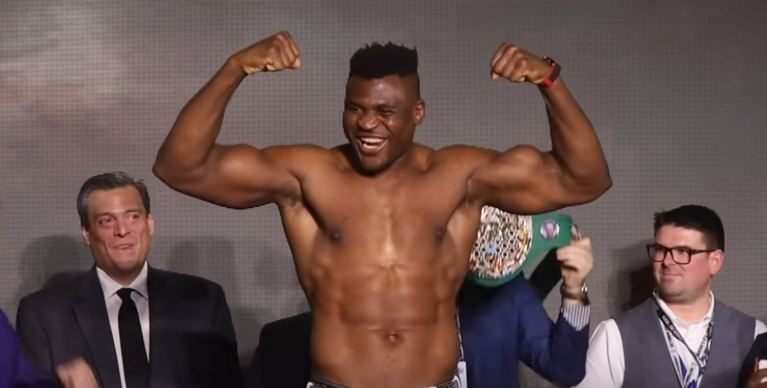 UFC heavyweight Francis Ngannou weighs in for boxing bout with Tyson Fury