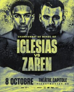 Iglesias vs. Zaren October 8 fight poster