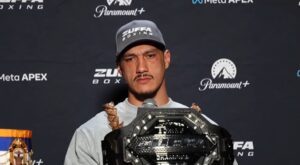 Champion Jai Opetaia with Zuffa Belt