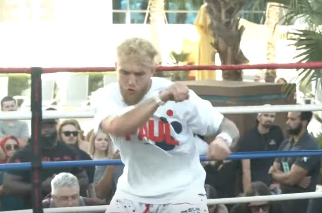 Jake Paul shadow boxing in ring