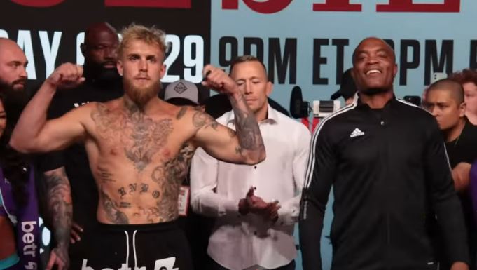 Jake Paul vs Anderson silva weigh in fight photo