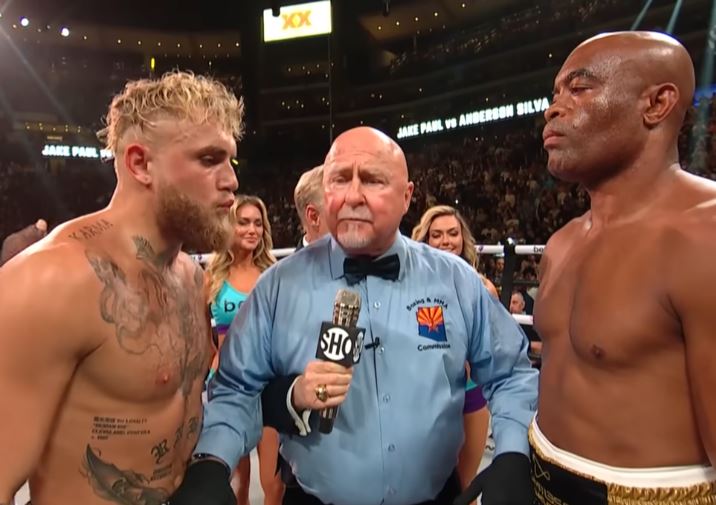 Jake Paul vs Anderson Silva face off before fight