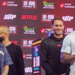 Jake Paul and Anthony Joshua at the final press conference