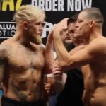 Jake Paul vs Nate Diaz weigh in face off August 4 2023