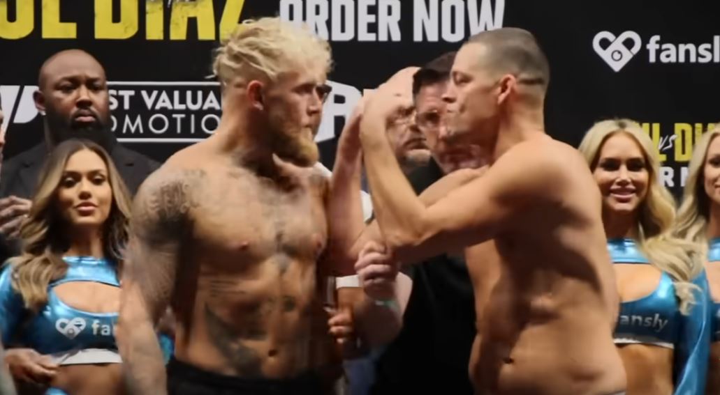 Jake Paul vs Nate Diaz weigh in face off August 4 2023