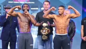 Jaron Ennis vs Uisma Lima weigh in photo