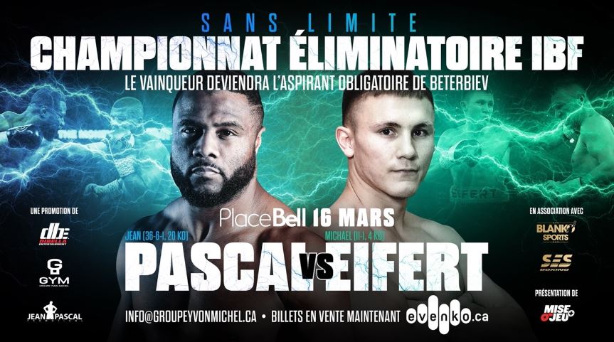 Jean Pascal vs Michael Eifert boxing match poster march 16 2023