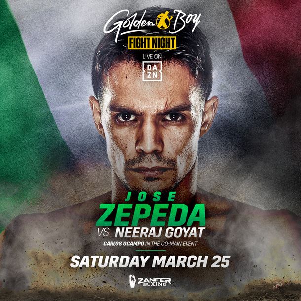 Jose Zepeda vs. Neeraj Goyat boxing fight poster