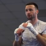 Boxer Josh Taylor shadow boxing during open workout for Catterall rematch