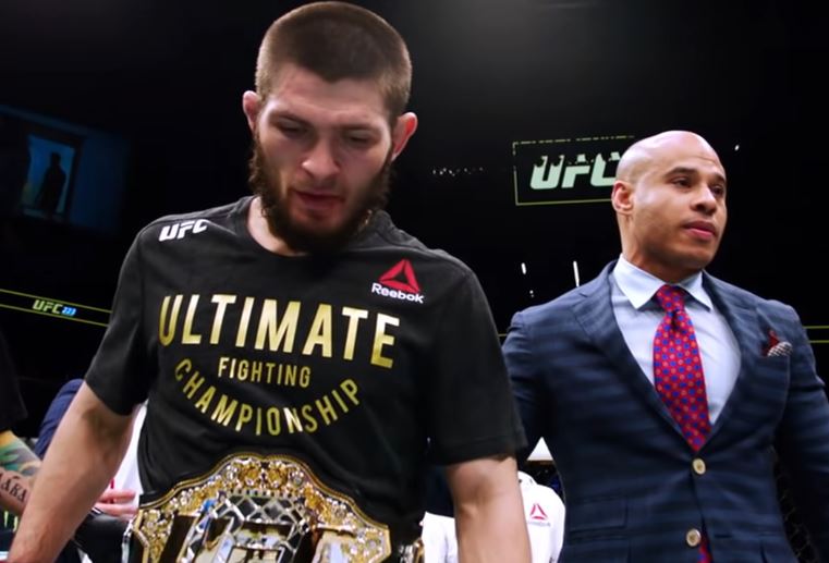 Undefeated UFC Champ Khabib Nurmagomedov with manager Ali Abdelaziz