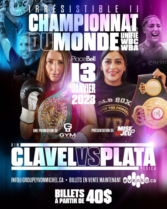 Kim Clavel vs Jessica Nery Plata boxing poster