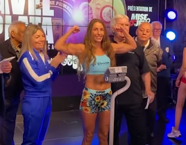 Canadian Boxer Kim Clavel weigh in Jessica nery plata 2023