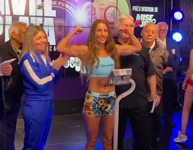 Canadian Boxer Kim Clavel weigh in Jessica nery plata 2023