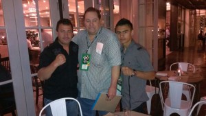 Left-Right: Trainer Armando Lopez, Manager Cameron prized fighter Alexis Zazueta