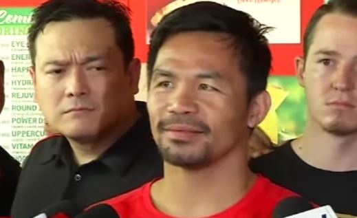 Pacman Pacquiao talks to media