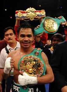 Manny Pacquiao with belts