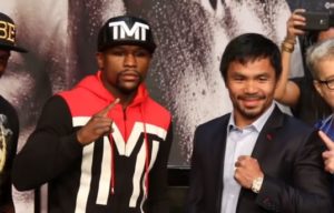 Floyd Mayweather and Manny Pacquiao at the Presser for their boxing match