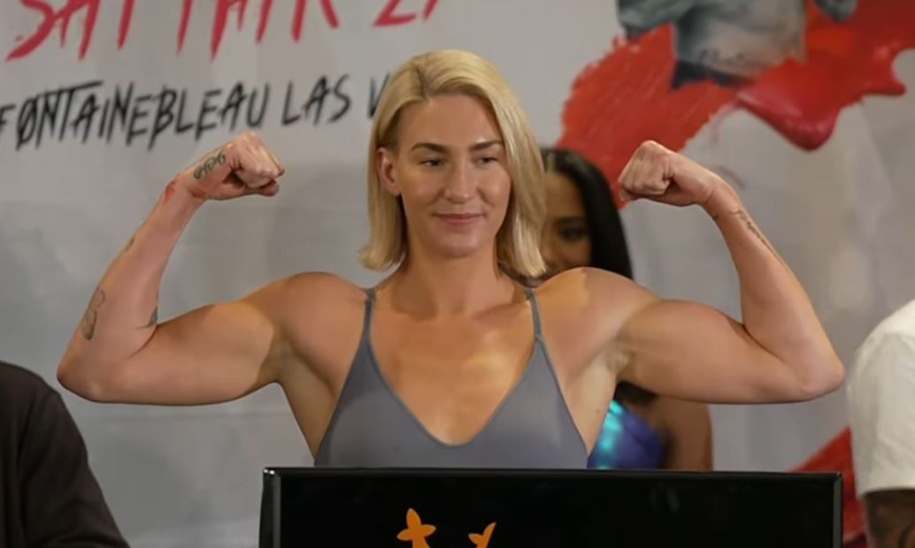 Mikaela Mayer weigh in flexing