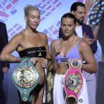 Mikaela Mayer vs Chantelle Cameron weigh in photo