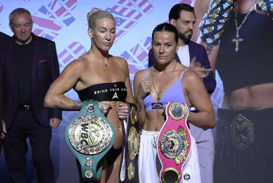 Mikaela Mayer vs Chantelle Cameron weigh in photo