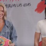 Mikaela Mayer and Sandy Ryan side by side at rematch presser