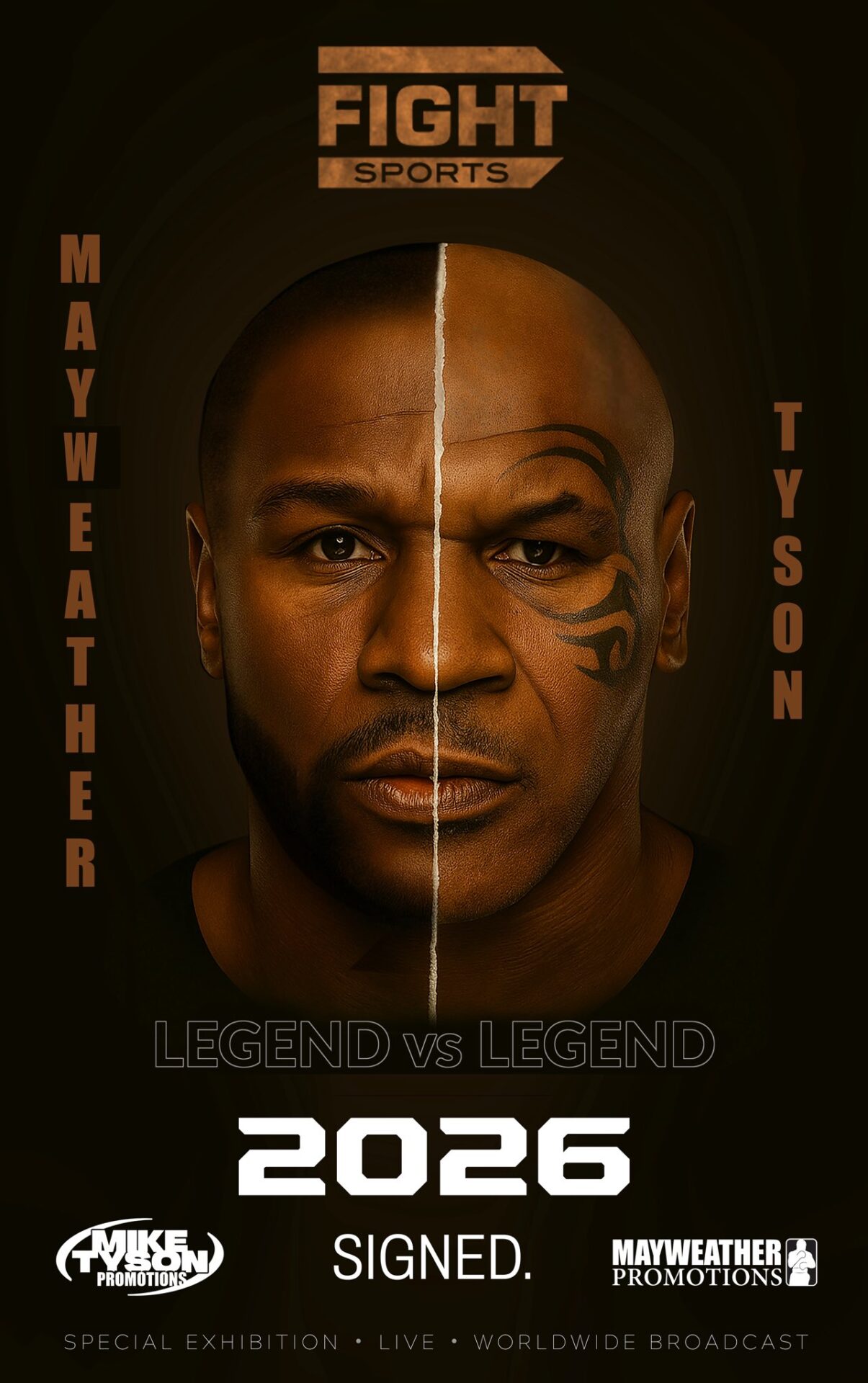 Tyson vs Mayweather fight poster 2026