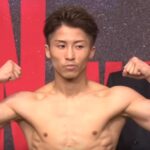 Japanese boxer Naoya Inoue flexes muscles