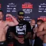 Nate Diaz and Jorge Masvidal at weigh in for their boxing match